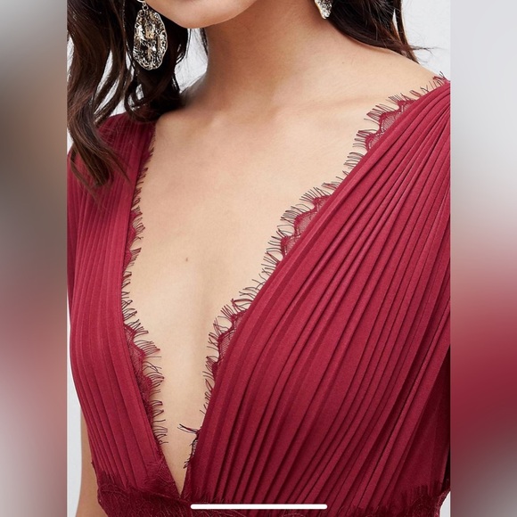 ASOS Burgundy Sleeveless Special Occasions Maxi Dress with Splits Size 8 - Picture 3 of 11